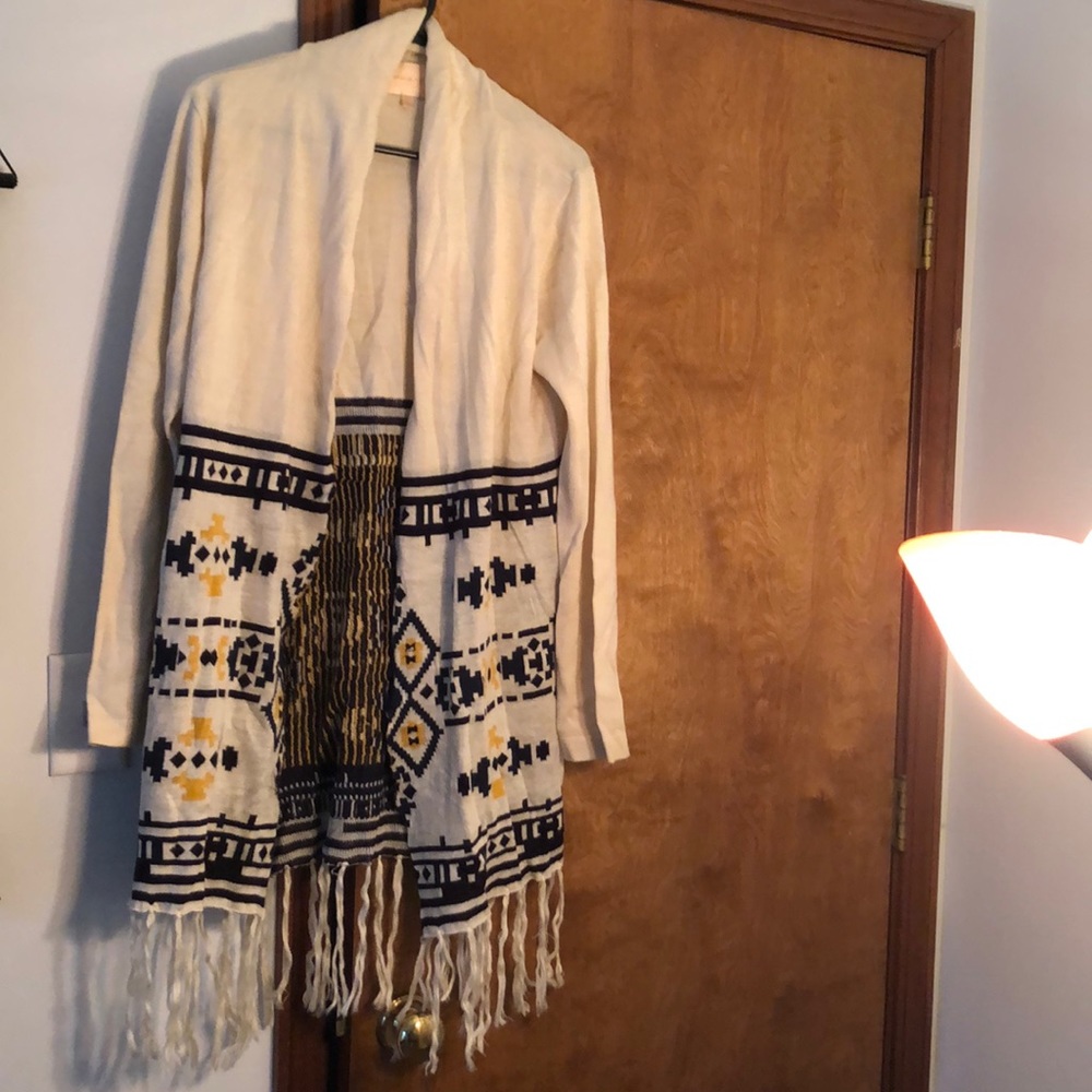 large patterned cardigan